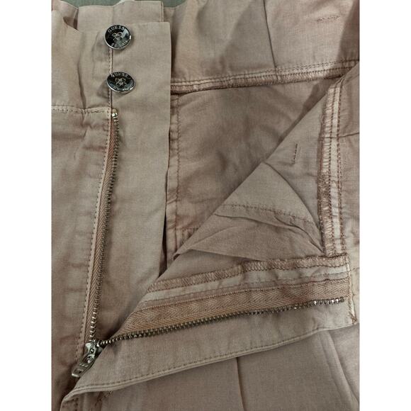 GUESS Women’s High Waist Belted Paperbag Pants Buckled Cuffs Size 2 in Dust Pink - Picture 10 of 11